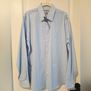 Express Men's Light Blue Patterned Shirt